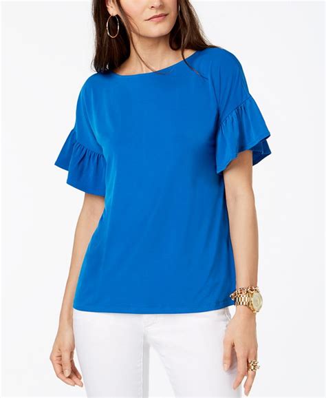 michael kors ruffle sleeve top|Michael michael kors v neck ruffle top + FREE SHIPPING.